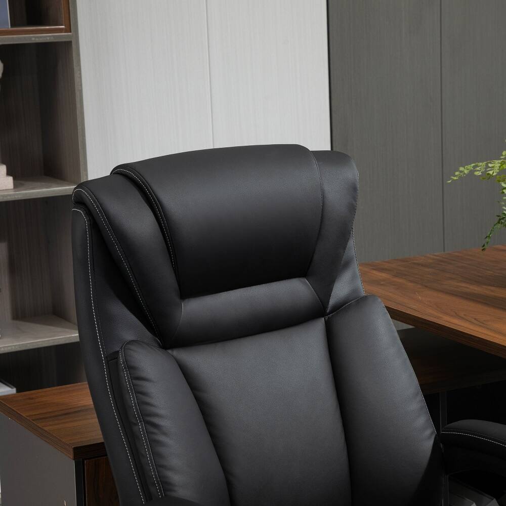Alt View 6. Loheer - Loheer Big and Tall Office Chair 400lbs Heavy Duty Executive Desk Chair Wide Seat High Back Ergonomic PU Leather Black - Black.