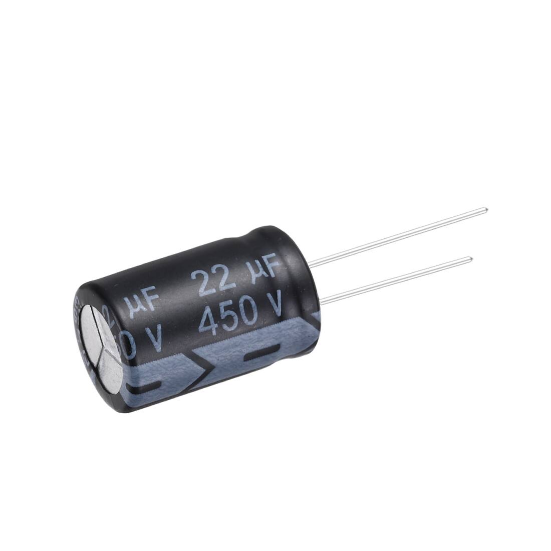 Alt View 2. Unique Bargains - 22uF 450V 13x20mm Electrolytic Capacitor, Radial Leads Aluminum, 24pcs, for Power Supplies/Audio/Lighting - Black.
