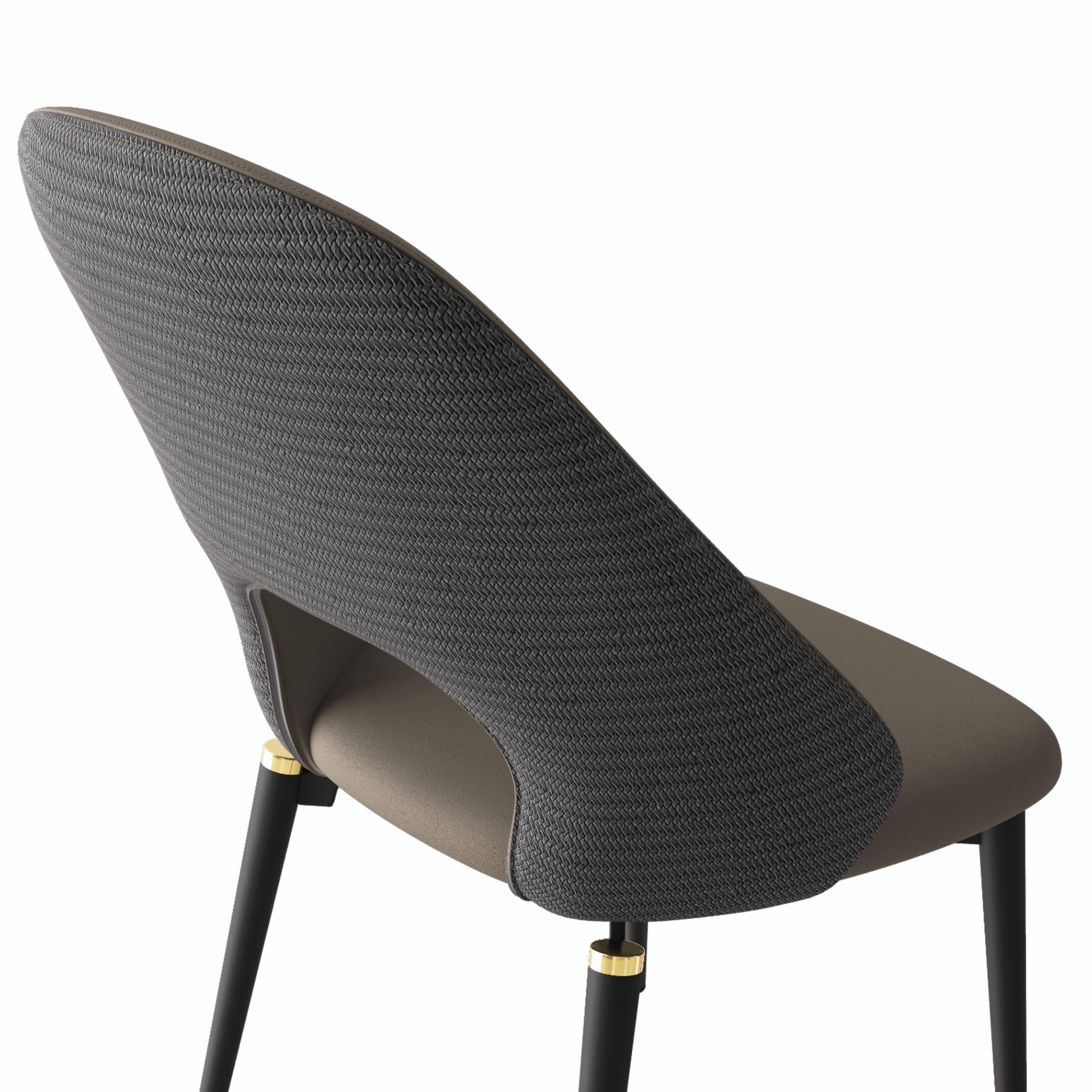 Alt View 1. POVISON - Modern Minimalist Faux Leather Dining Chairs Set of 2, Side Chairs with Hollow Back - Light Brown & Gray.