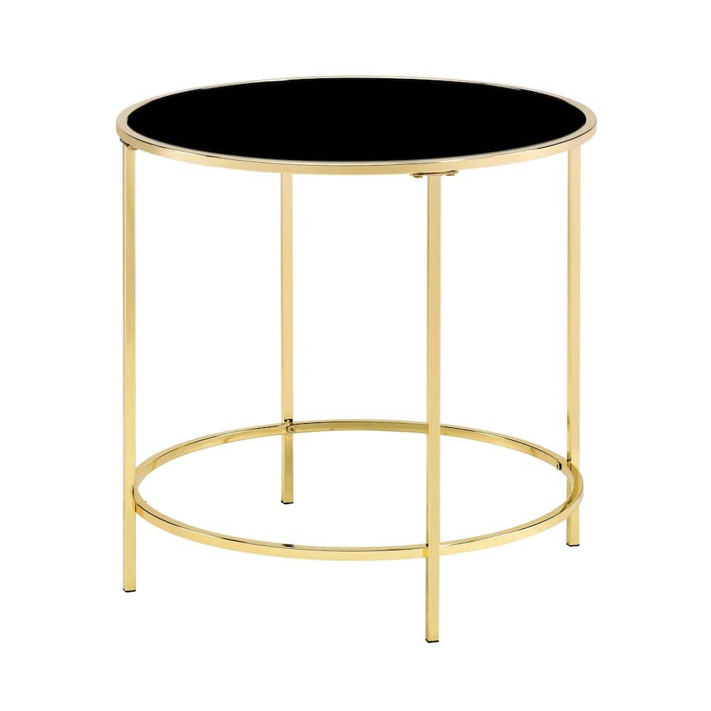 Furniture of America - Keefer Contemporary Glass Top Side Table - Gold
