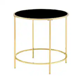 Furniture of America - Keefer Contemporary Glass Top Side Table - Gold