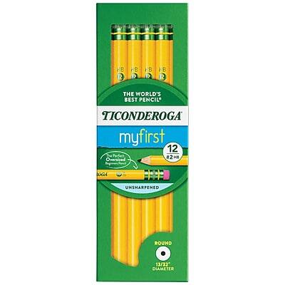 HE 2 HB B FE 12  
THE WORLD'S BEST PENCIL  
TICONDEROGA  
myfirst 12  
The Perfect #2H  
UNSHARPENED  
ROUND  
13/32" DIAMETER
