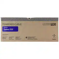 TEMPEREDCURVE SCREENFORCE Application System PRO Samsung Galaxy S22 Screen Protector Protection d'écran Edge-to-edge fr Protection bord--bord Advanced impact Precision touch protection sensitivity Protection Sensibilité de l'écran antichoc avancé tactile préservée Packaging made from 100% compostable materials Emballage conçu entièrement à partir de matériaux compostables belkin