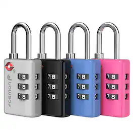 Fosmon - 4 Pack TSA Locks for Luggage, Multicolor Padlock Combination Lock Easy to Set TSA Luggage Lock TSA Approved - Multi