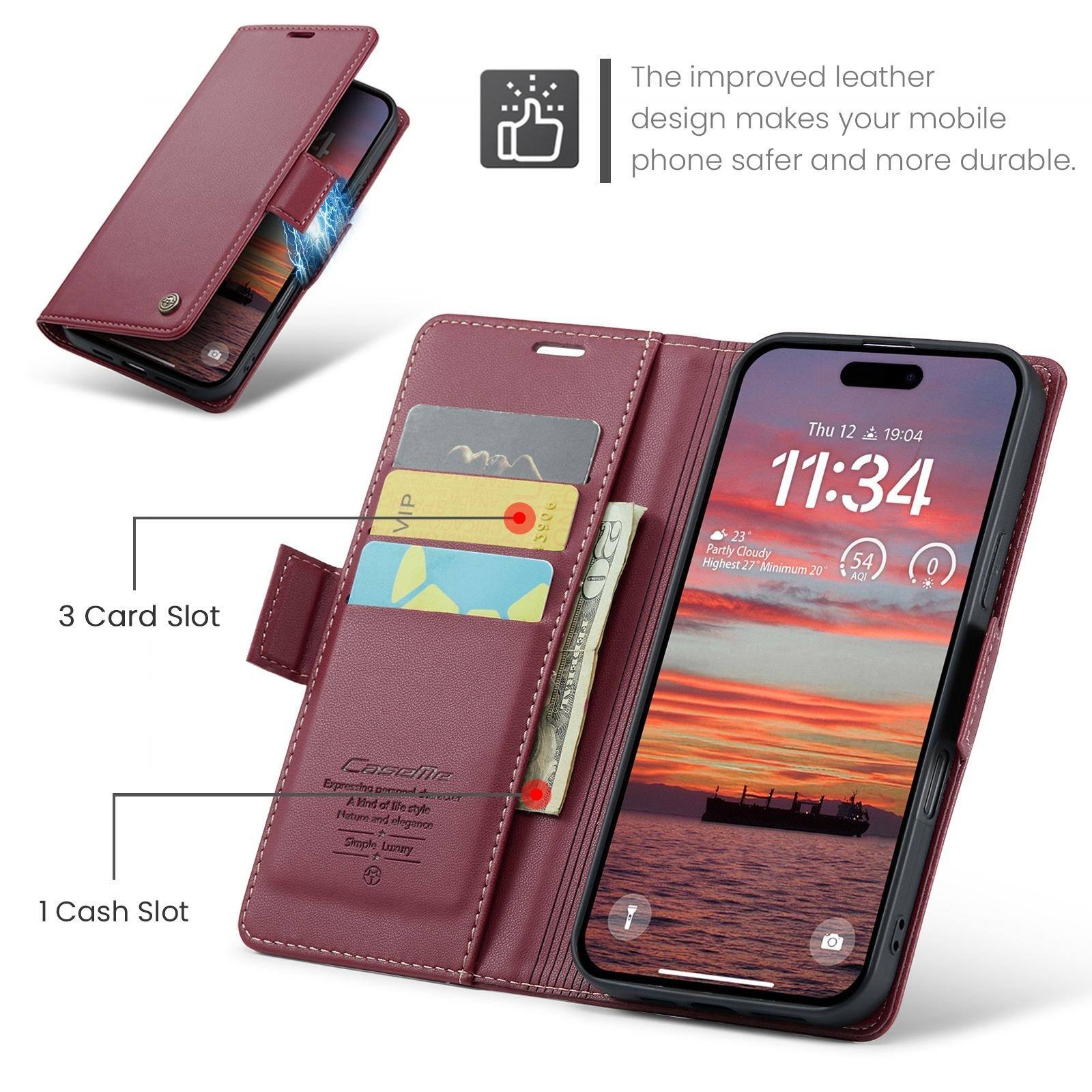 The improved leather design makes your mobile phone safer and more durable.

3 Card Slot

VIP

3806

Thu 12 19:04

11:34

23 Partly Cloudy

Highest 27° Minimum 20°

54 0 AQI

Expressing CaseMe gorrood A kind of Be tyle Nature of comgels Imple Loonary

1 Cash Slot