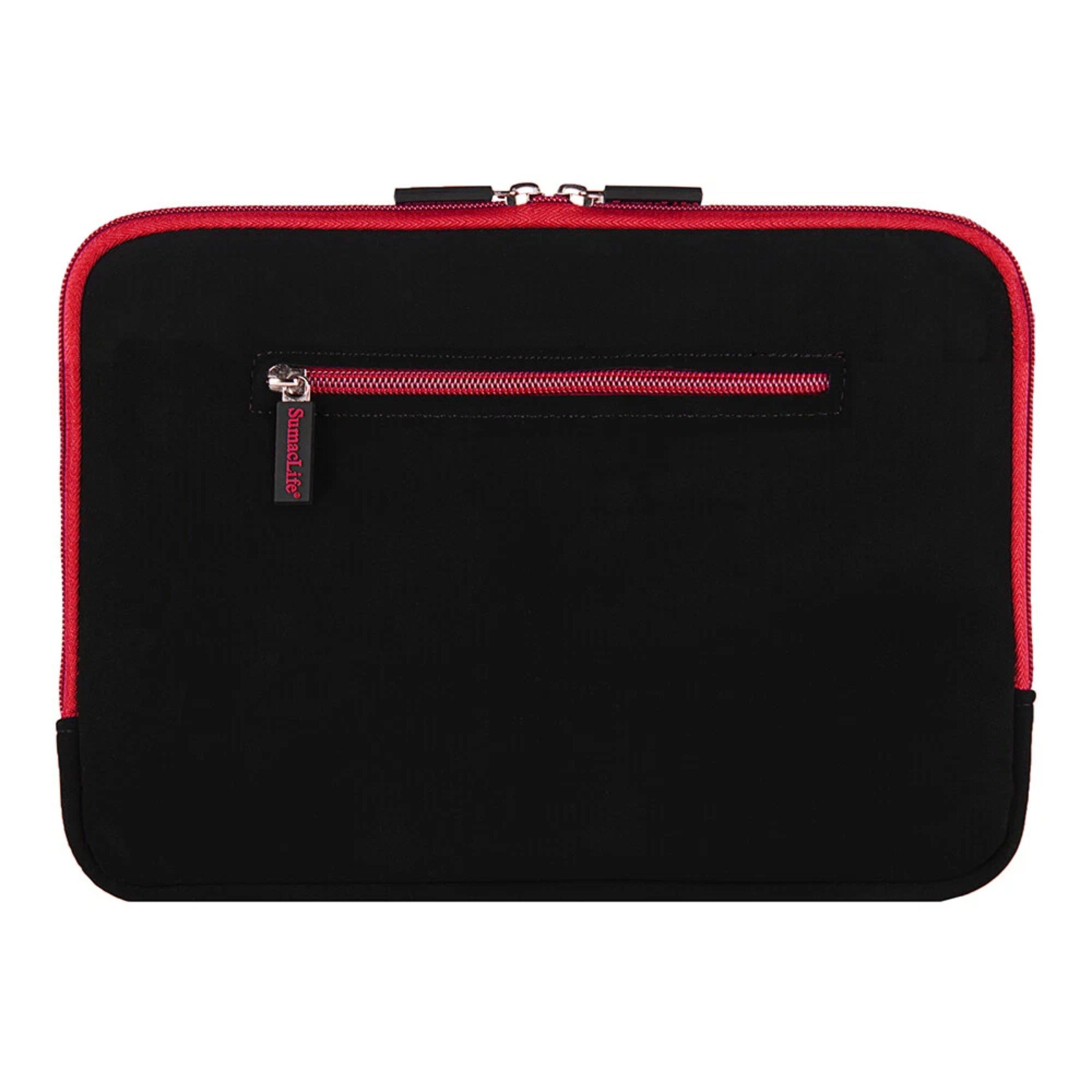 Left. Kitcheniva - Padded Laptop Microsuede Sleeve Case Zip Bag For 13" Laptop Black/Red - Black/Red.