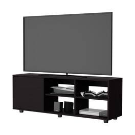 Spaco - 51" TV Stand for TVs up to 50", Media Cabinet with Door, Open Storage, Scratch Resistant Surface, for Living Room - Wenge