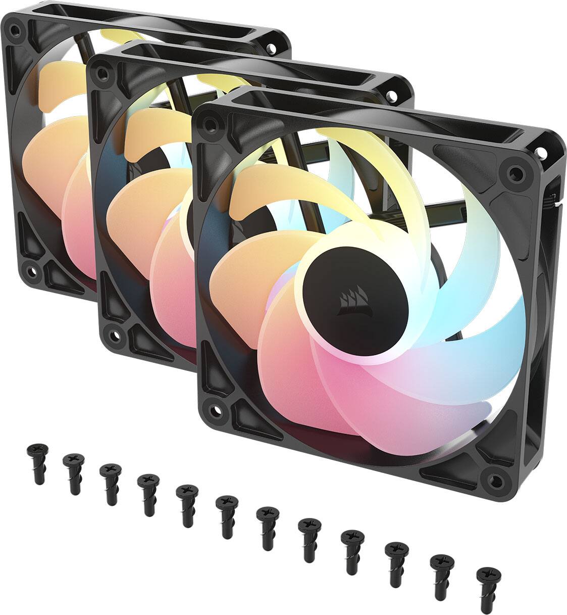 Alt View 16. CORSAIR - RS120-R ARGB 120mm PWM Fans (3-pack) - Black.