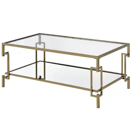 Front. Furniture of America - Anaheim Metal 1-Shelf Coffee Table in Gold Champagne - Gold.