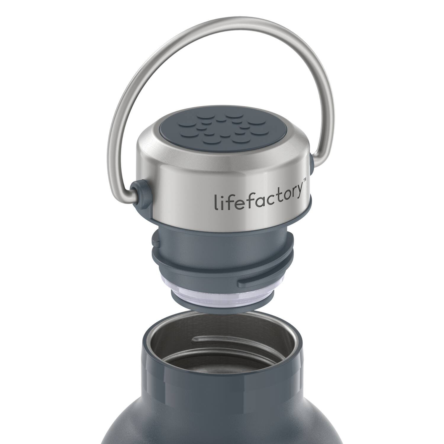 Alt View 5. Lifefactory - 32-Oz Stainless Steel Vacuum-Insulated Sport Bottle - Carbon.