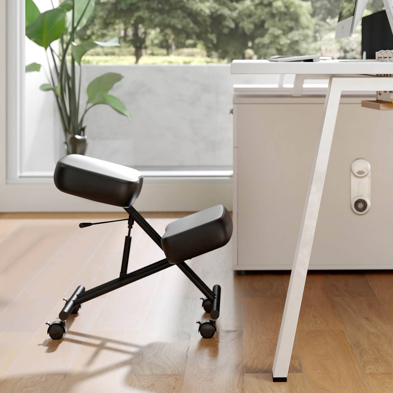 Alt View 1. Costway - Costway 1 PCS Height Adjustable Kneeling Chair with Angled Seat to Relieve Pain Universal Wheels - Black.