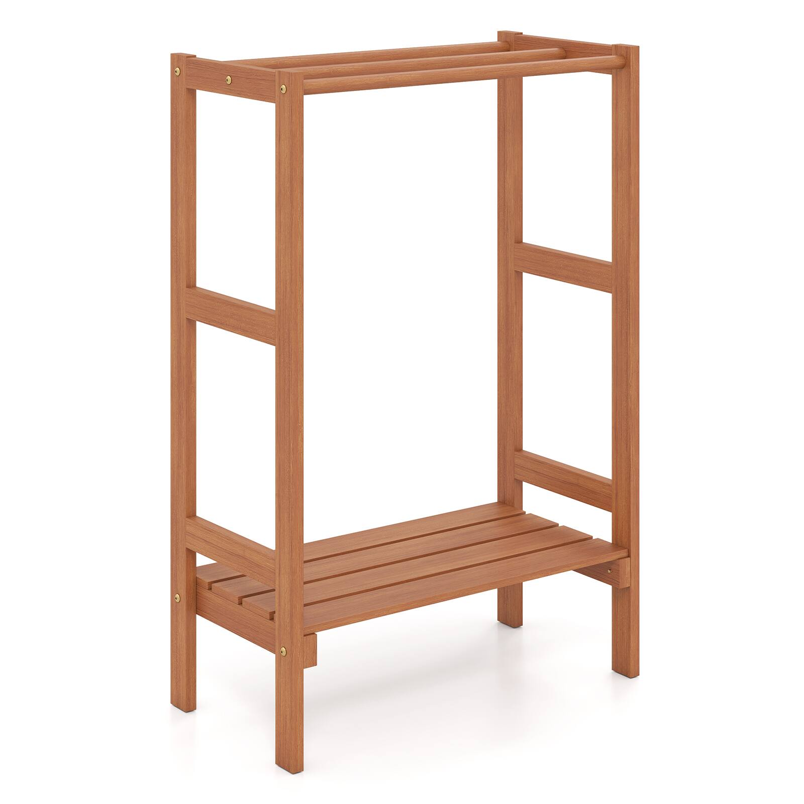 Alt View 9. Costway - Costway Freestanding Towel Rack with 3 Hanging Bars & Bottom Shelf for Bathroom, Laundry - Natural.