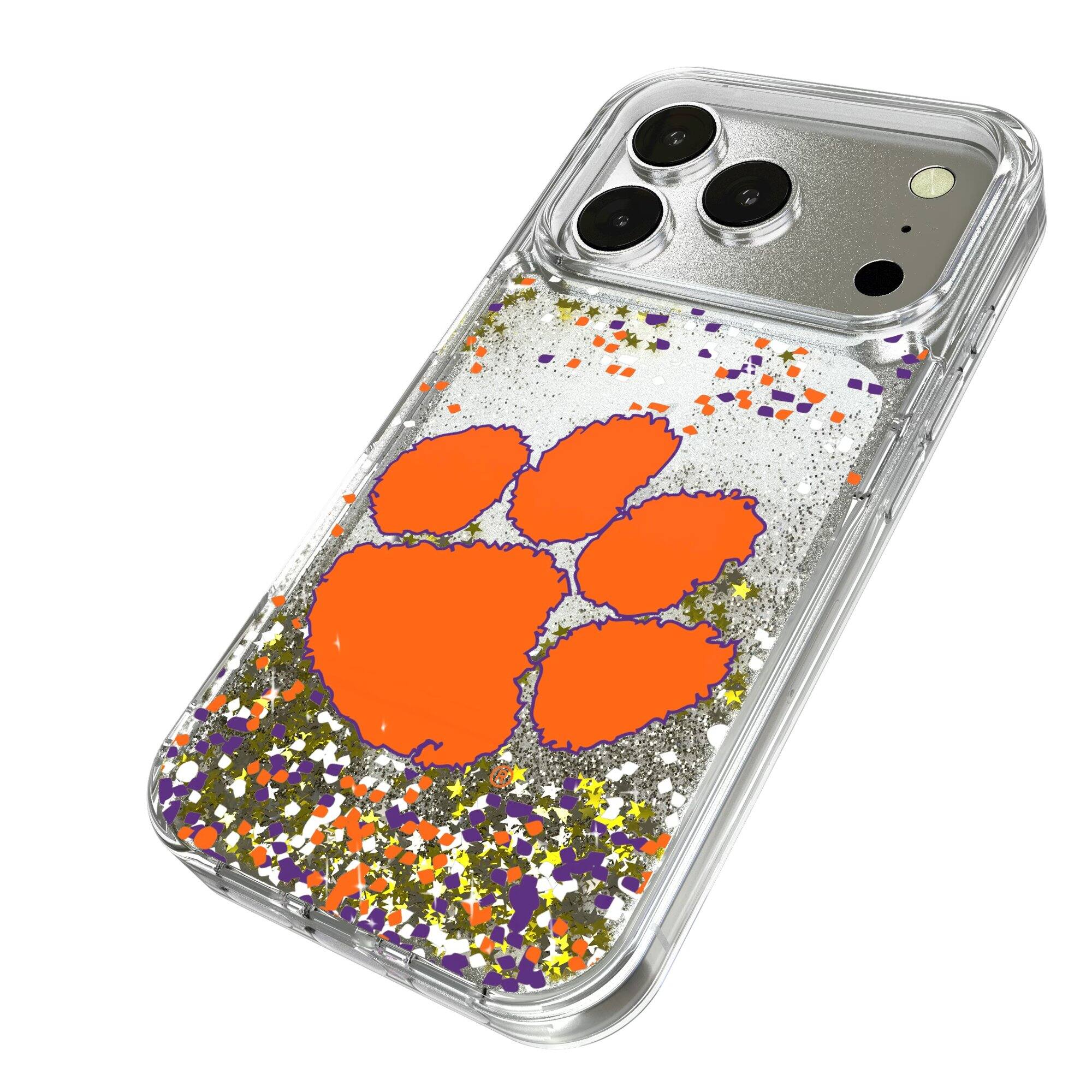 Alt View 1. Keyscaper - Clemson Tigers iPhone Glitter Confetti Design Case - 16 Pro - Multicolor.