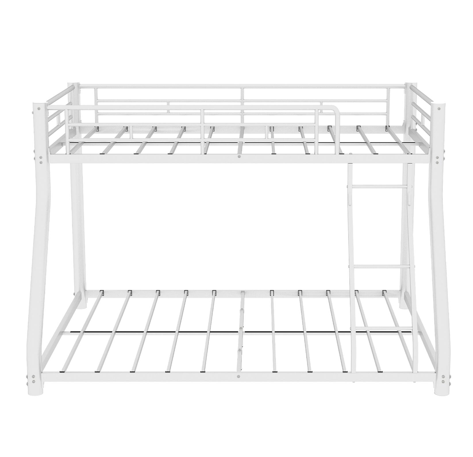 Alt View 10. Loheer - Loheer White Metal Twin Over Full Bunk Bed Heavy Duty Frame with Removable Stairs and Under Bed Storage No Box Spring - White.