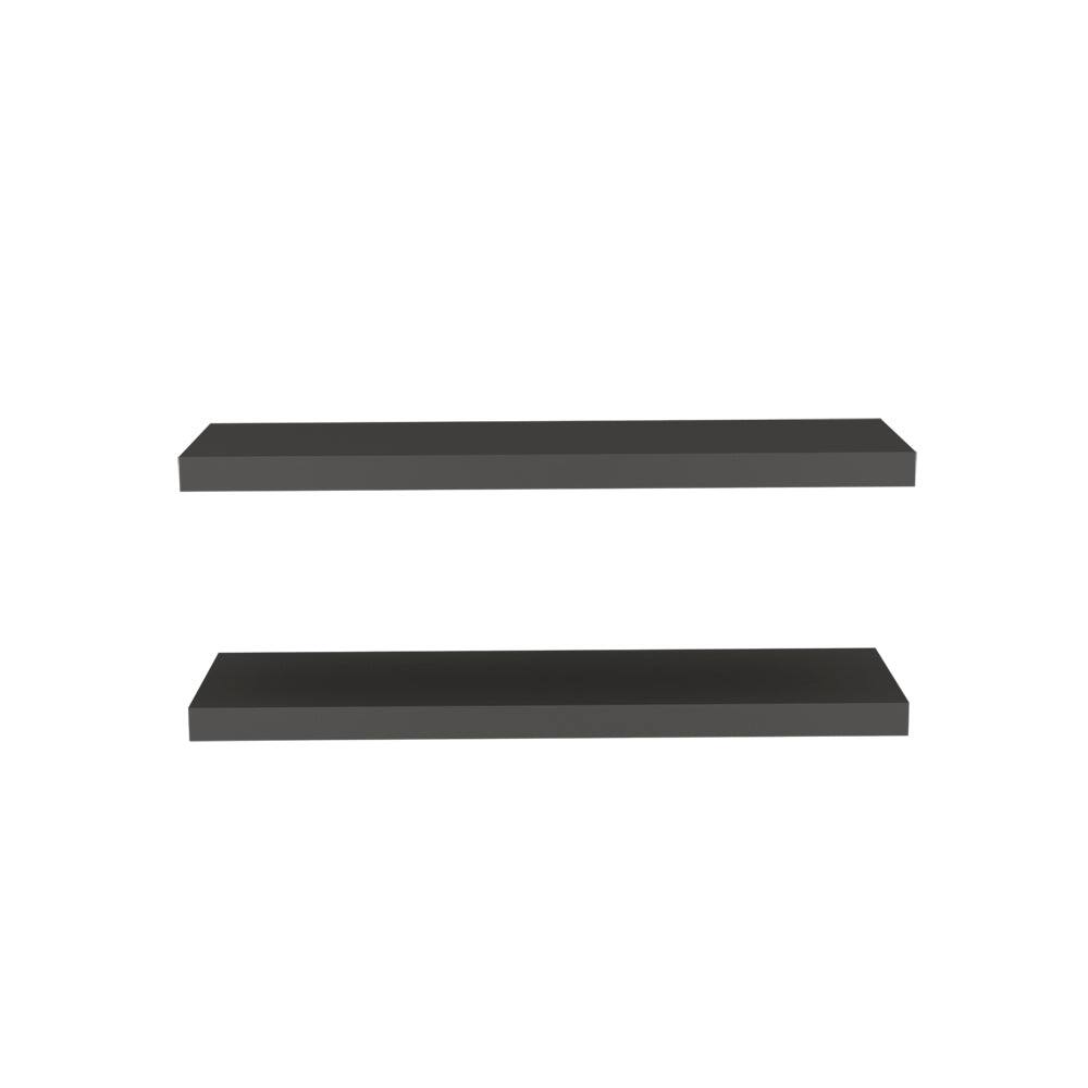 Front. Treevol Furniture - Double Floating Shelf Dallas, Living Room, Matt Gray - Matt Gray.