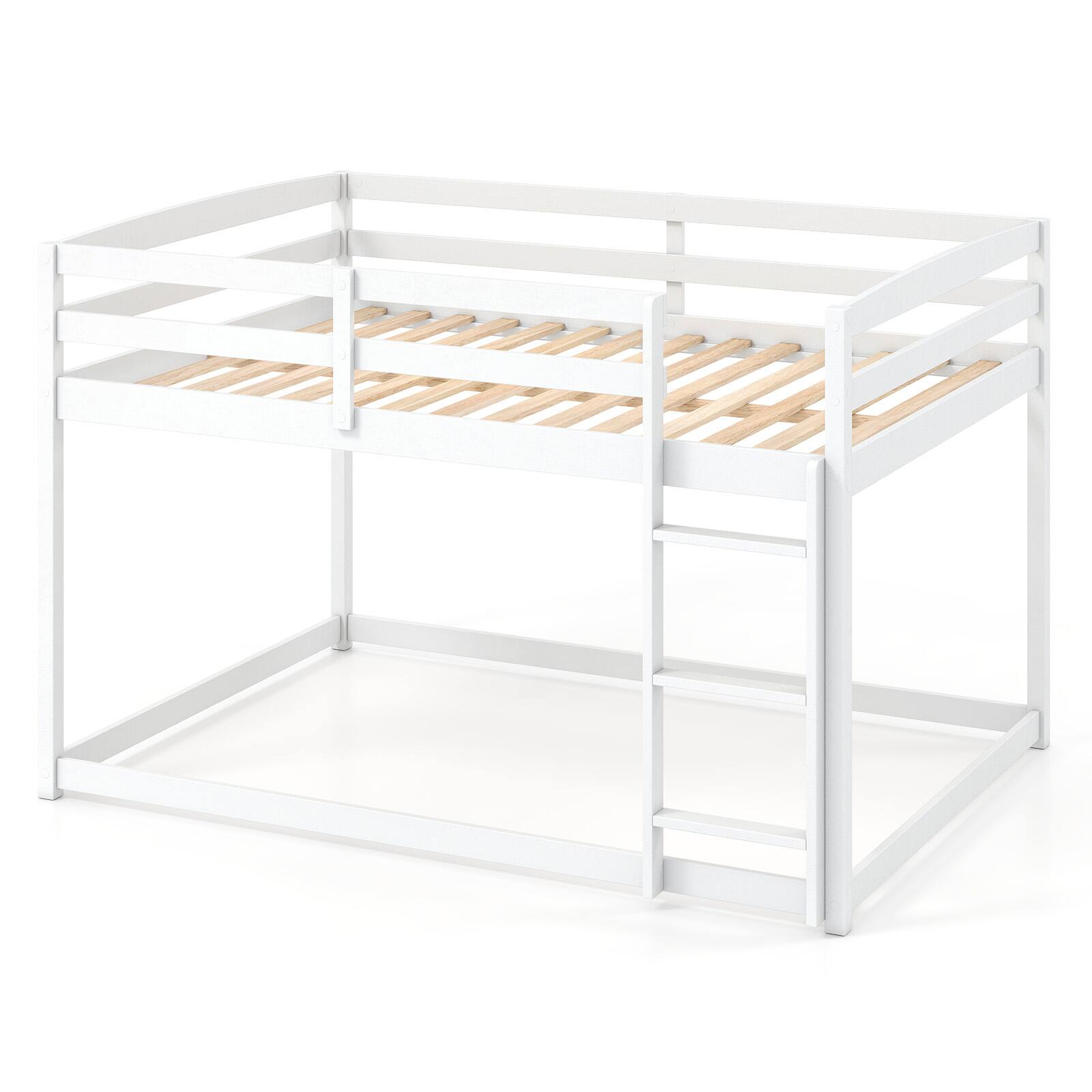 Alt View 9. Gymax - Gymax Full Over Full Bunk Bed w/ Full-length Guardrails & Integrated Ladder White - White.
