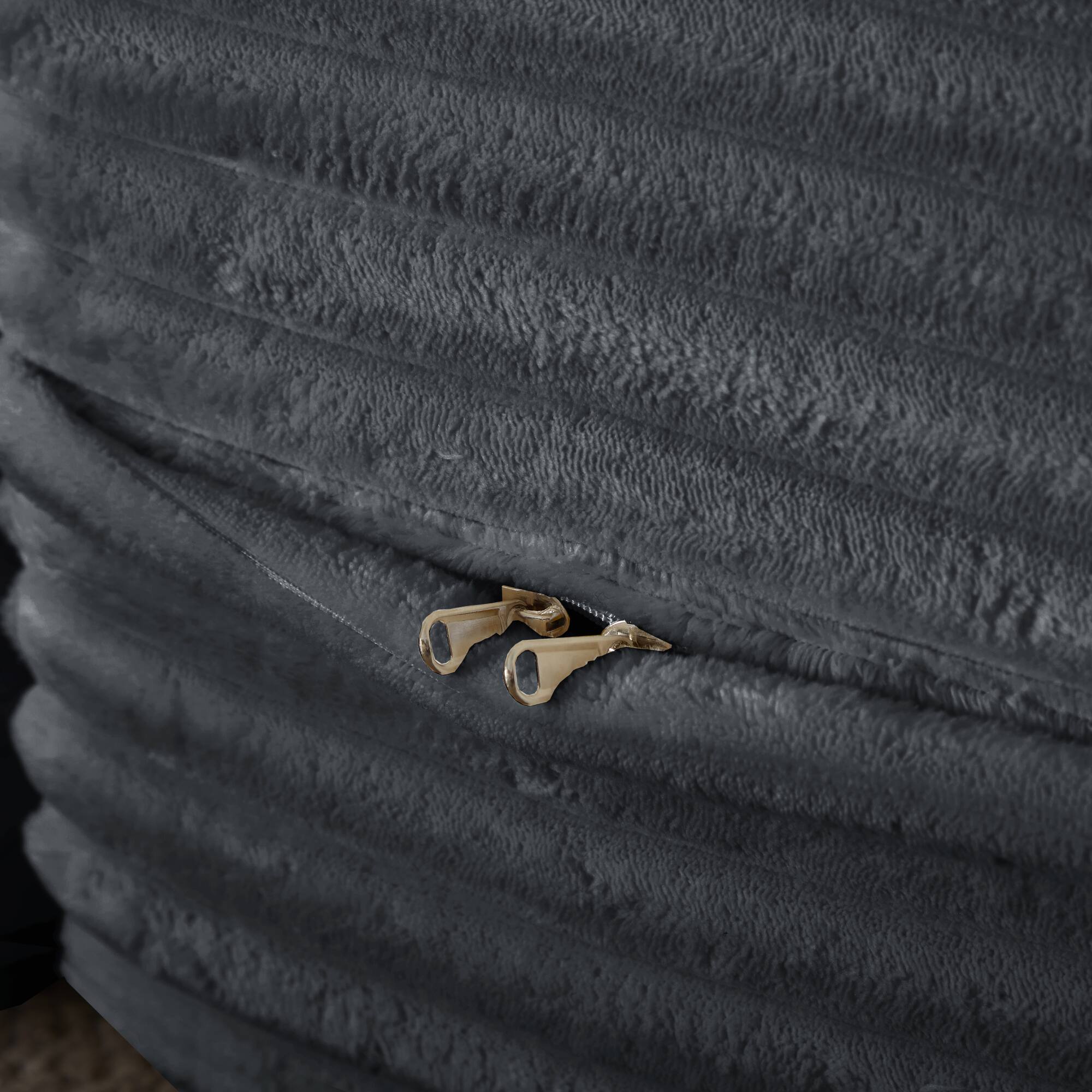 Alt View 6. GOODSILO - Convertible Plush Corduroy Floor Sleeper Sofa with Dual Pillows for Living Room and Guest Use - Dark Grey.