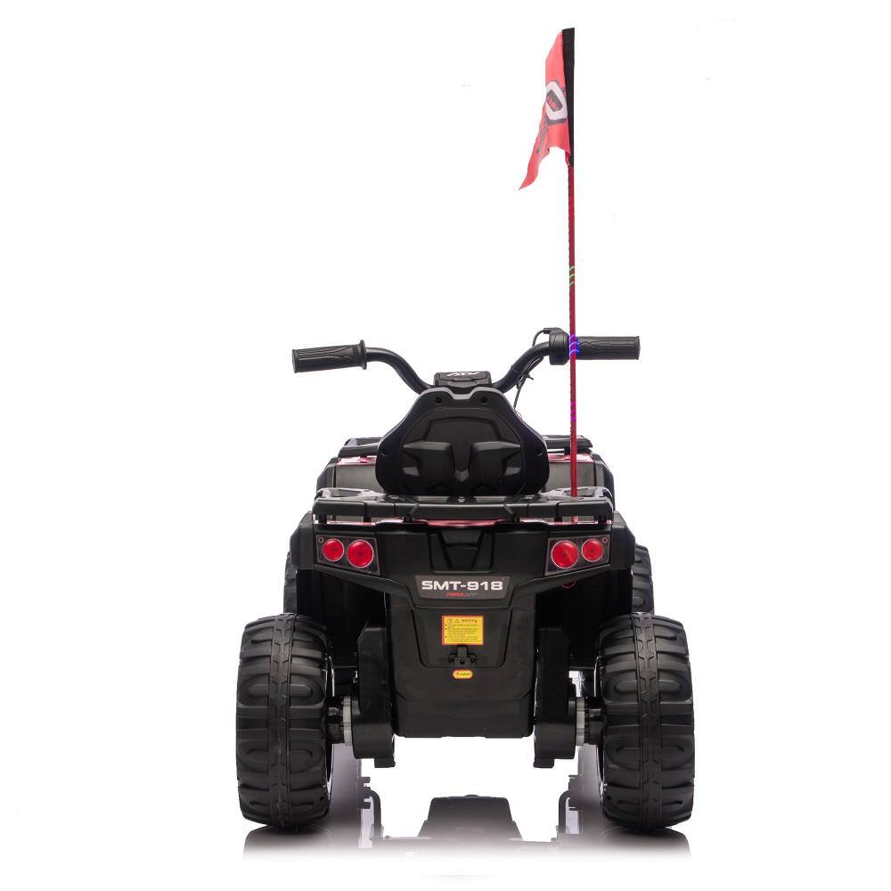 Back. BreeBe - 24V 160W Kids Electric ride on ATV with 2WD, Off-Road Design, Flags, LED Lights, Bluetooth, USB, Music, Ages 3-6 - Pink.