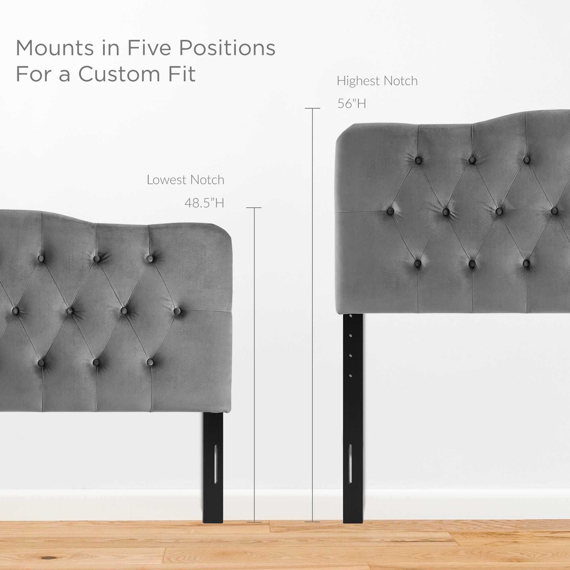Mounts in Five Positions  
For a Custom Fit  

Highest Notch  
56"H  

Lowest Notch  
48.5"H
