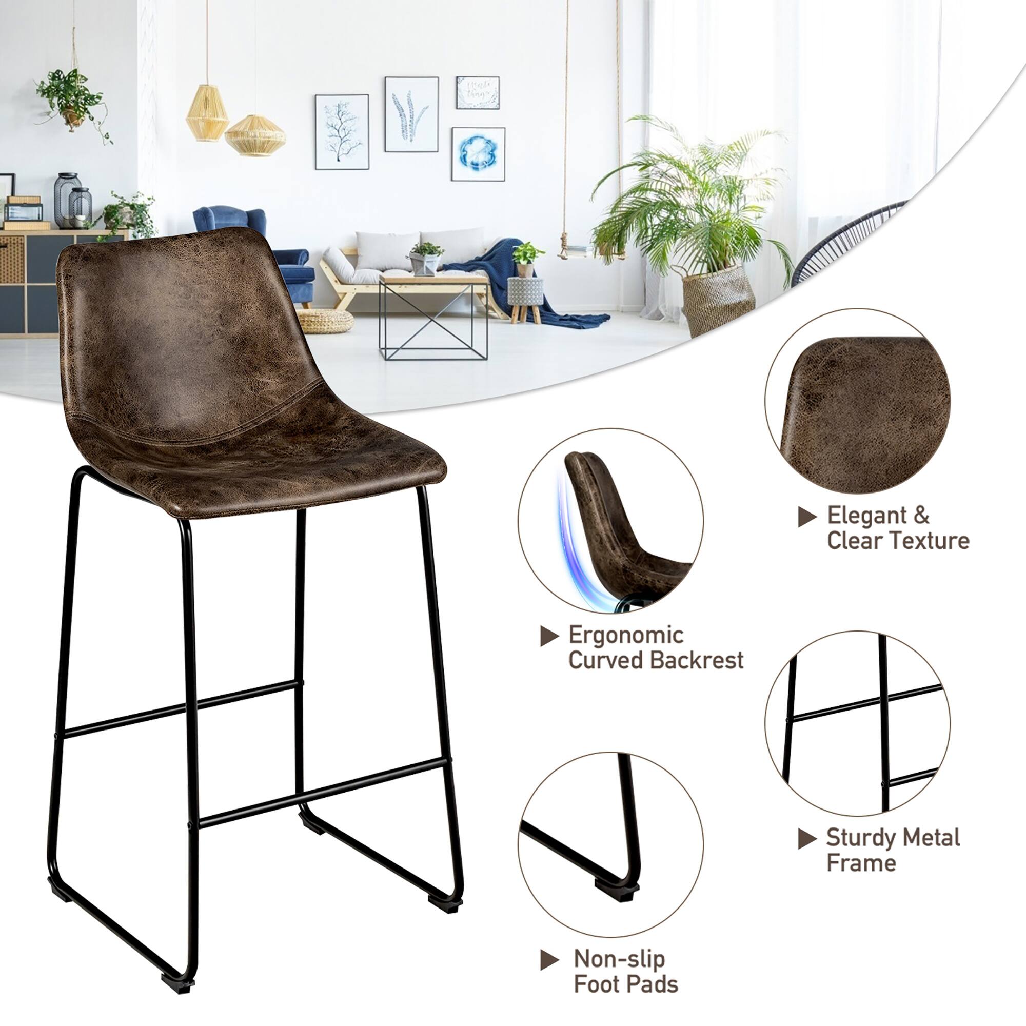 - Elegant & Clear Texture
- Ergonomic Curved Backrest
- Sturdy Metal Frame
- Non-slip Foot Pads