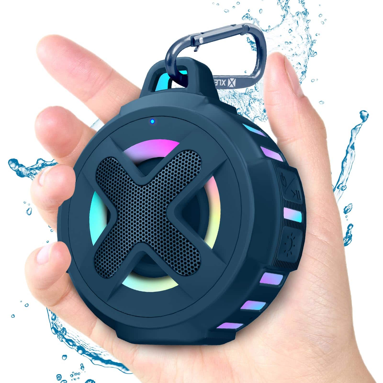 Cozy Serene - Light Upgraded Shower Certified Ip67 Waterproof Silicone Case 10w Pro Sound & Deep Bass 24hrs Playtime Lights Small - Blue