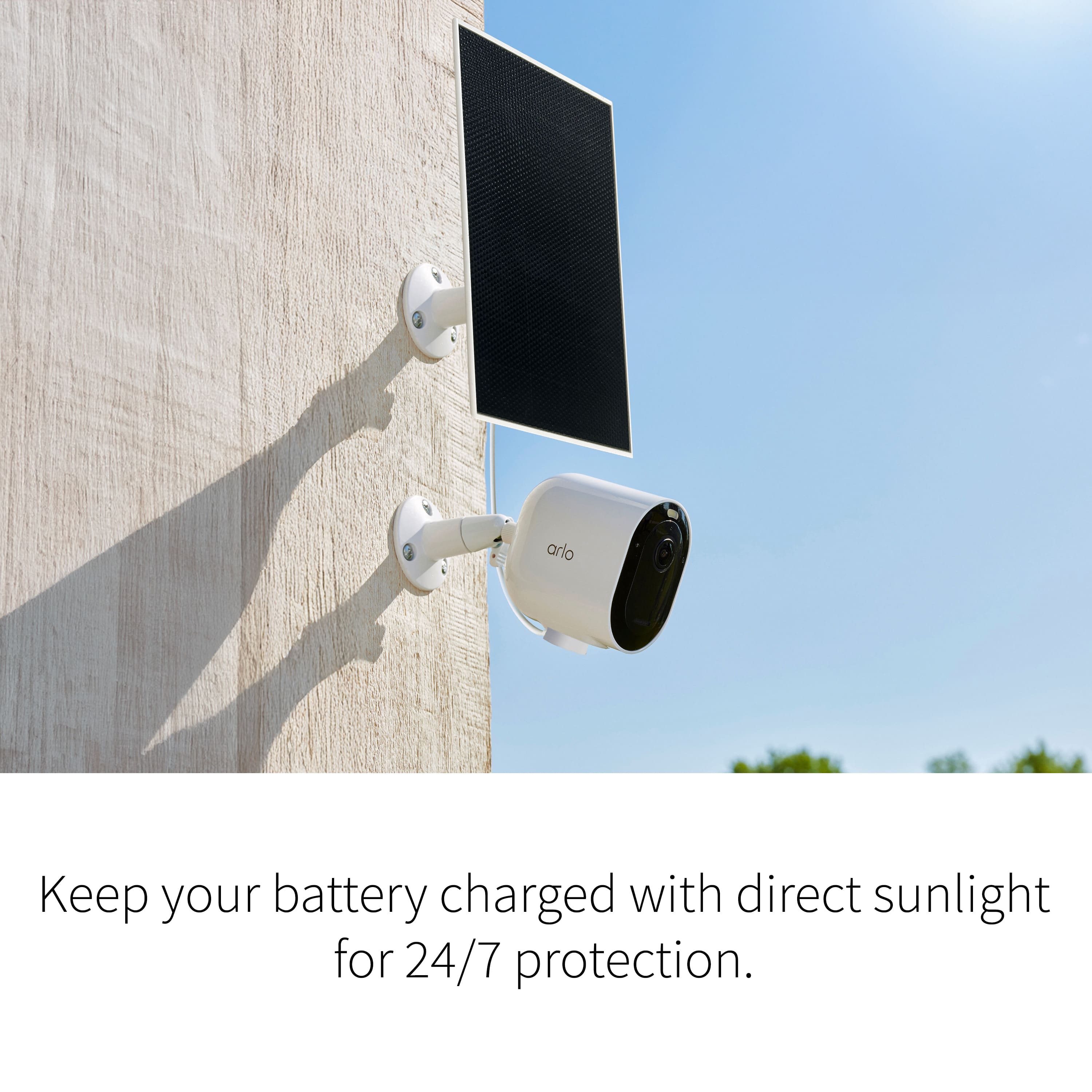 Keep your battery charged with direct sunlight for 24/7 protection.