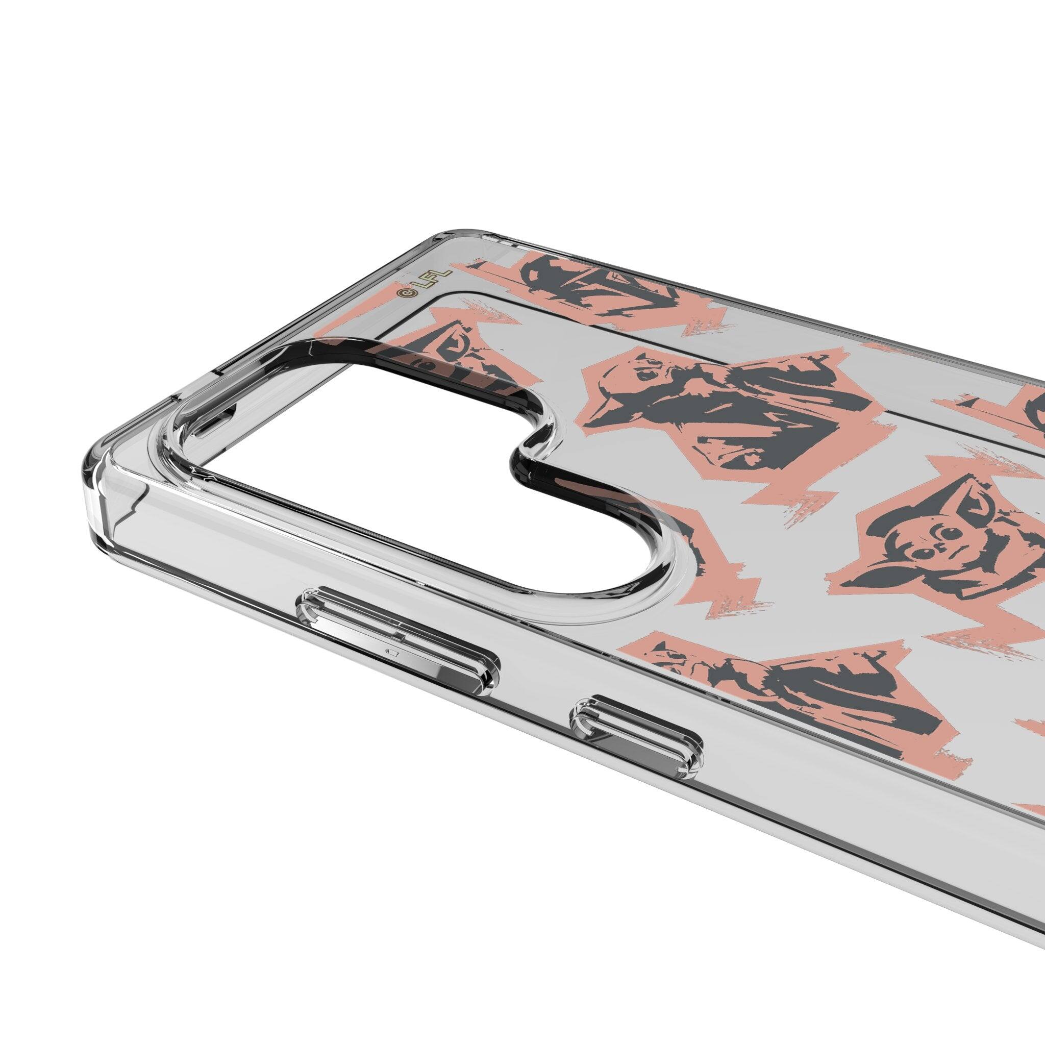 Left. Keyscaper - Star Wars: The Mandalorian Pattern Clear Phone Case - Samsung Galaxy S21 Plus - Grogu.