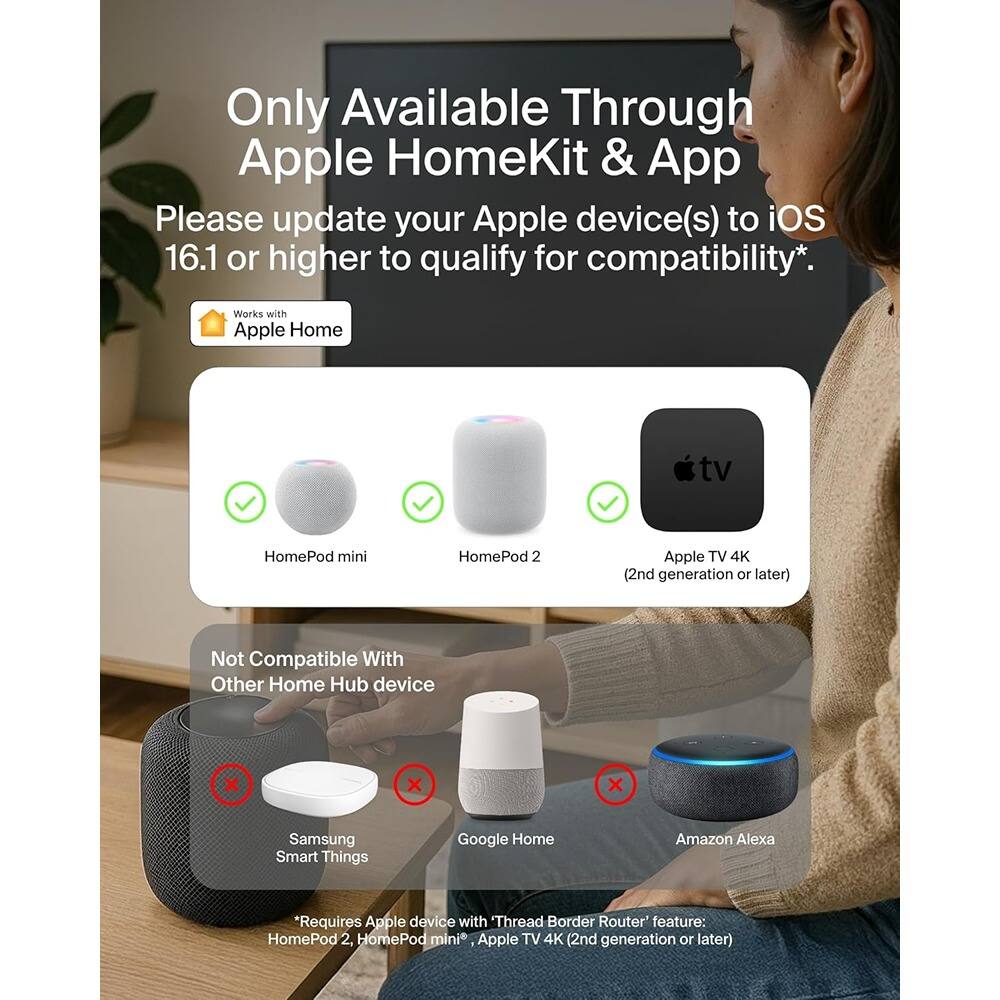 Alt View 3. RTMB - Smart Plug with Thread, Works with Apple HomeKit, Easy NFC Setup - White.