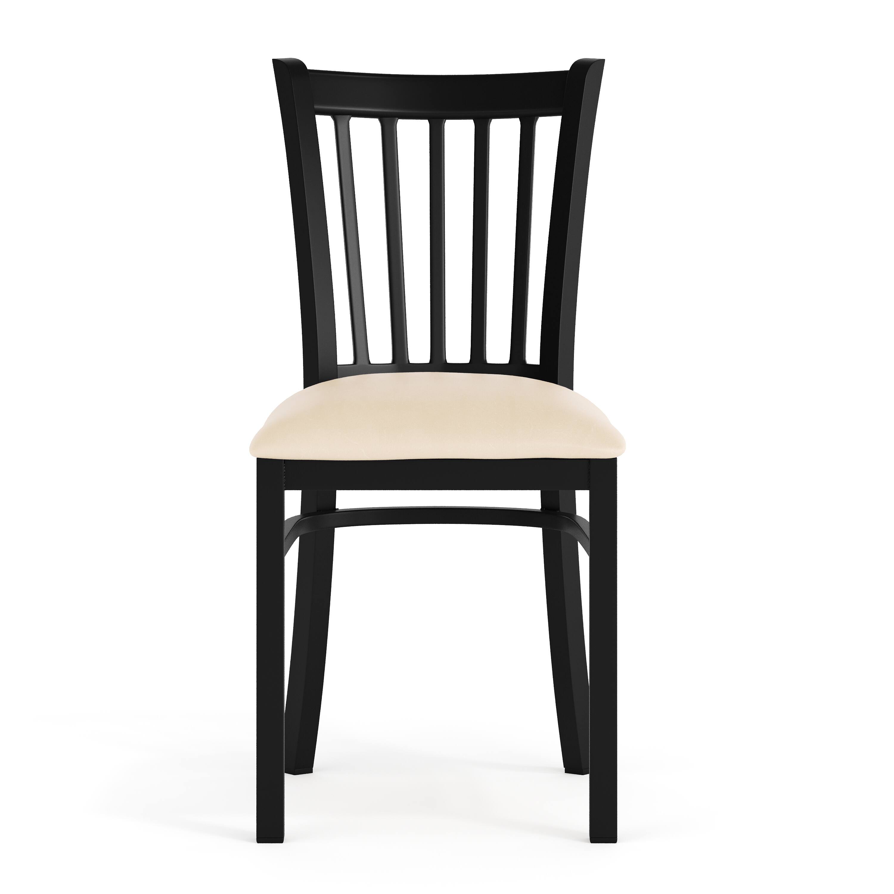 Alt View 9. Emma + Oliver - Ladder Back Metal Restaurant Dining Chair - Tan Vinyl Seat/Black Metal Frame.