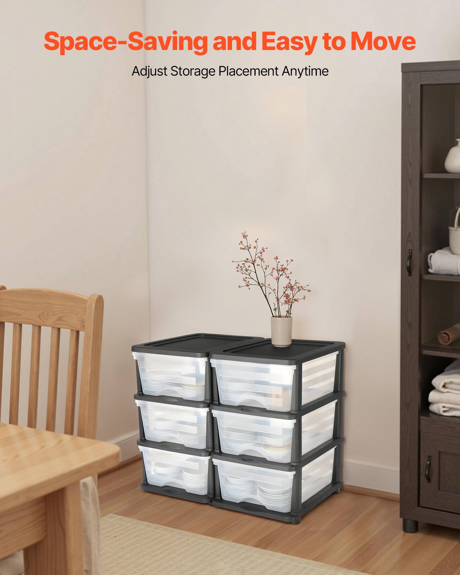 Space-Saving and Easy to Move  
Adjust Storage Placement Anytime