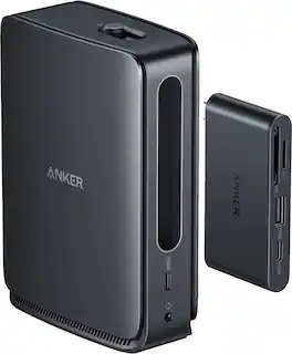 Anker - Nano Docking Station (13-in-1, Triple Display, Built-In Removable Hub) - Black
