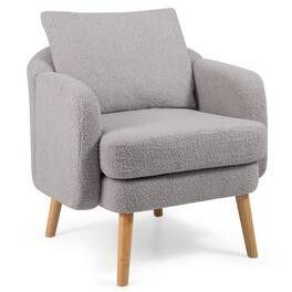 Sim Racing Setup Wood WELLFOR Modern Sherpa Accent Chair with Seat Cushion Gray - Best Buy