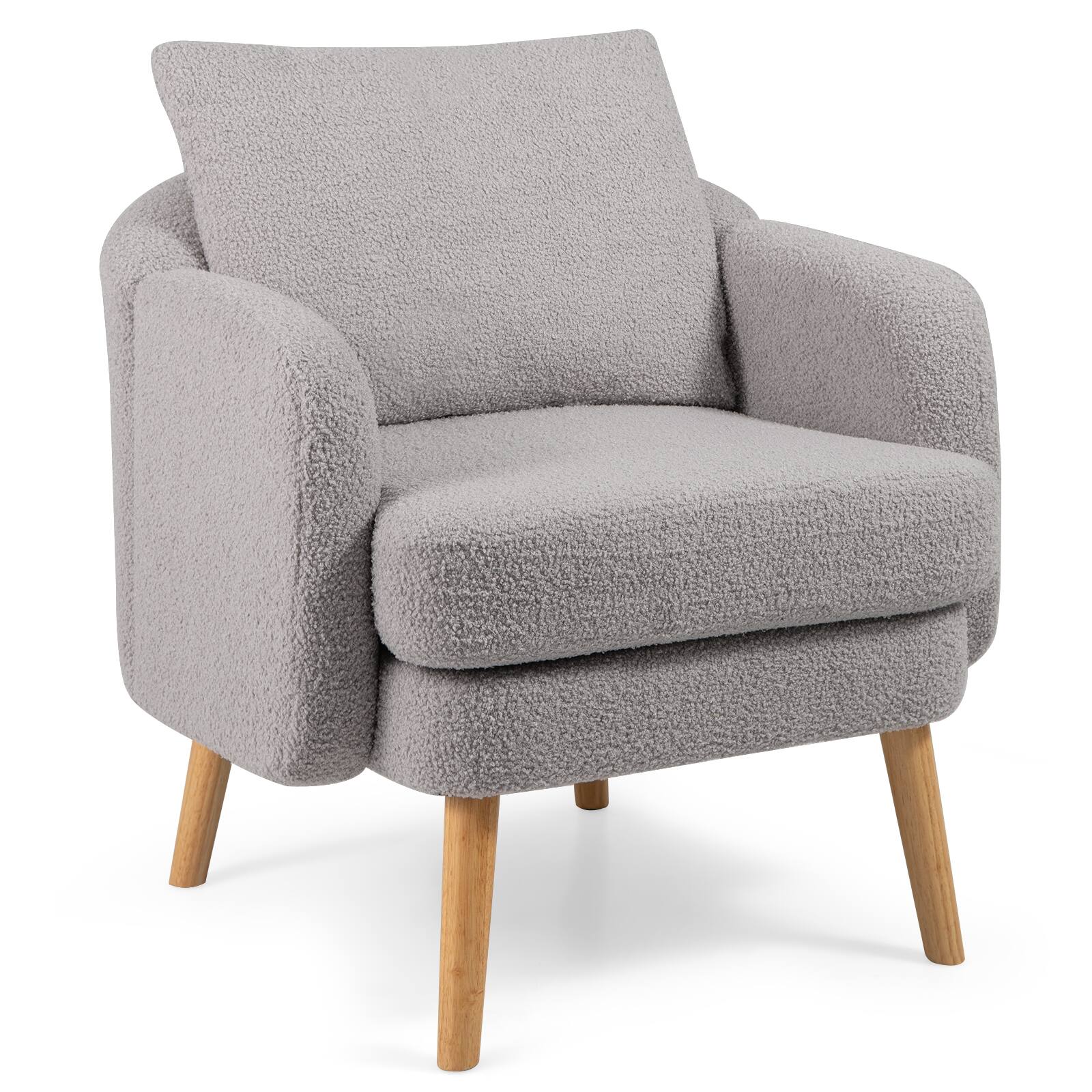 WELLFOR Modern Sherpa Accent Chair with Seat Cushion Gray - Best Buy
