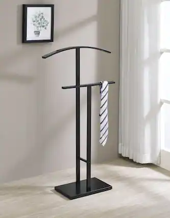 Front. Kings Brand Furniture - Kings Brand Furniture - Dossi Metal Suit Valet Stand, Clothes Rack, Clothing Organizer, Jacket Hanger, Tie Hanger - Black.