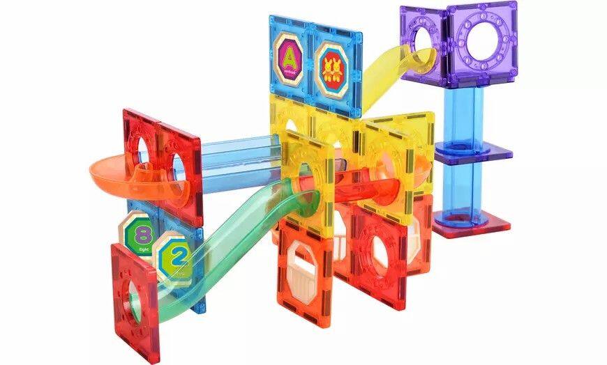 Link Magnetic Tile Building Roller Coaster Kids Block 61 Piece Set ...
