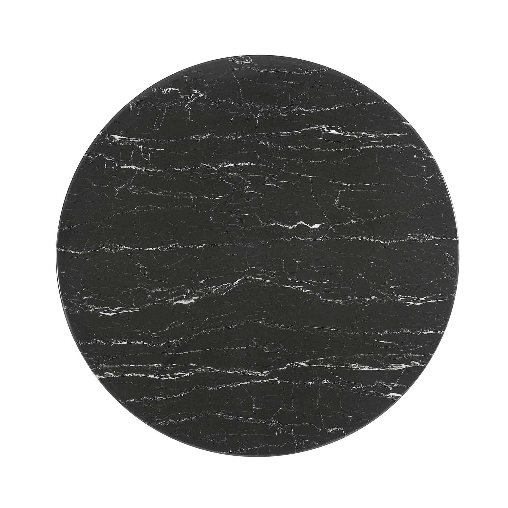 Back. Modway - Lippa 40" Round Faux Marble Dining Table by Modway - Black Black.