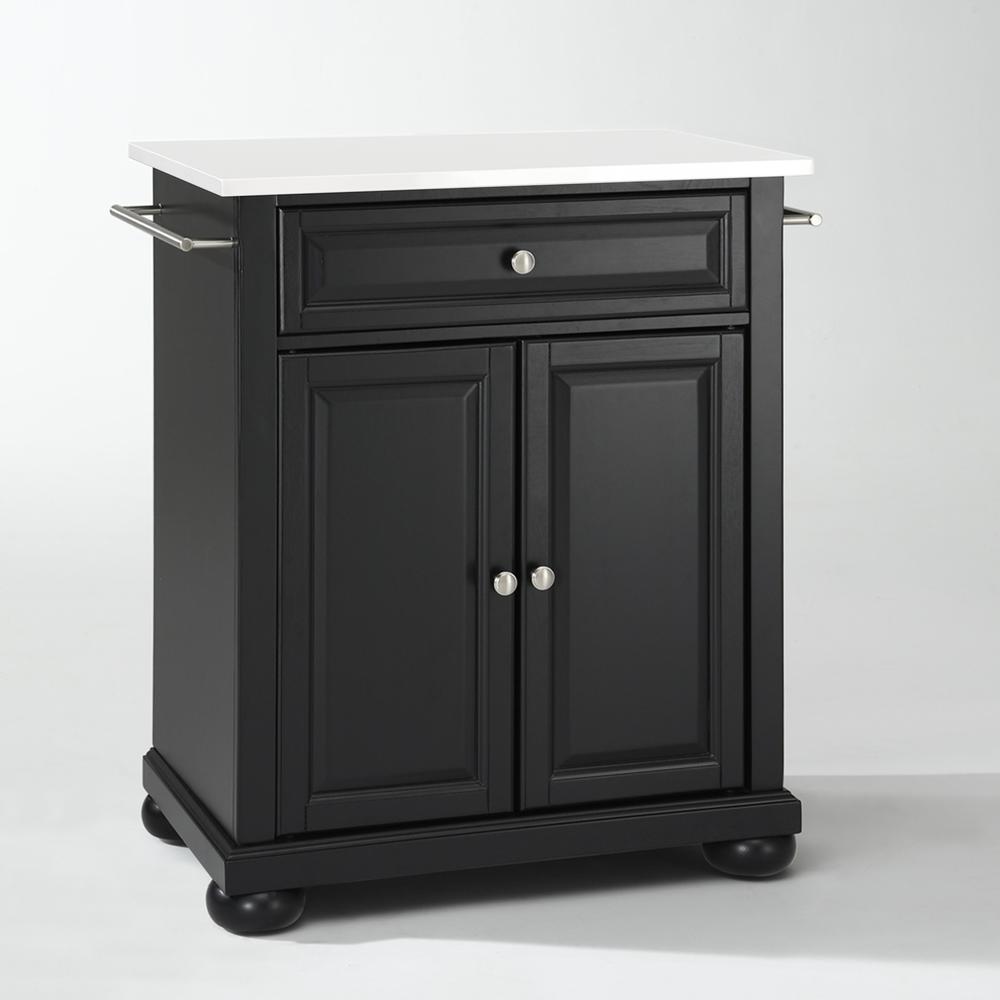 Left. Crosley Furniture - Alexandria Stone Top Portable Kitchen Island/Cart - Black.