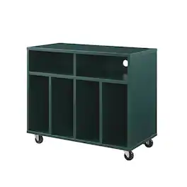 Crosley Furniture - Carlo Rolling Record Player Stand With Vinyl Storage - Dark Teal