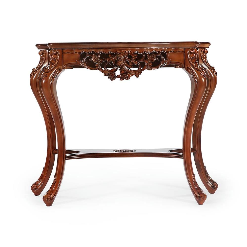 Left. Kadyn - Entryway Table, Console Sofa Table,37.6" Console Table, Elegant Two-Tier Entryway Hallway Table - Brown.