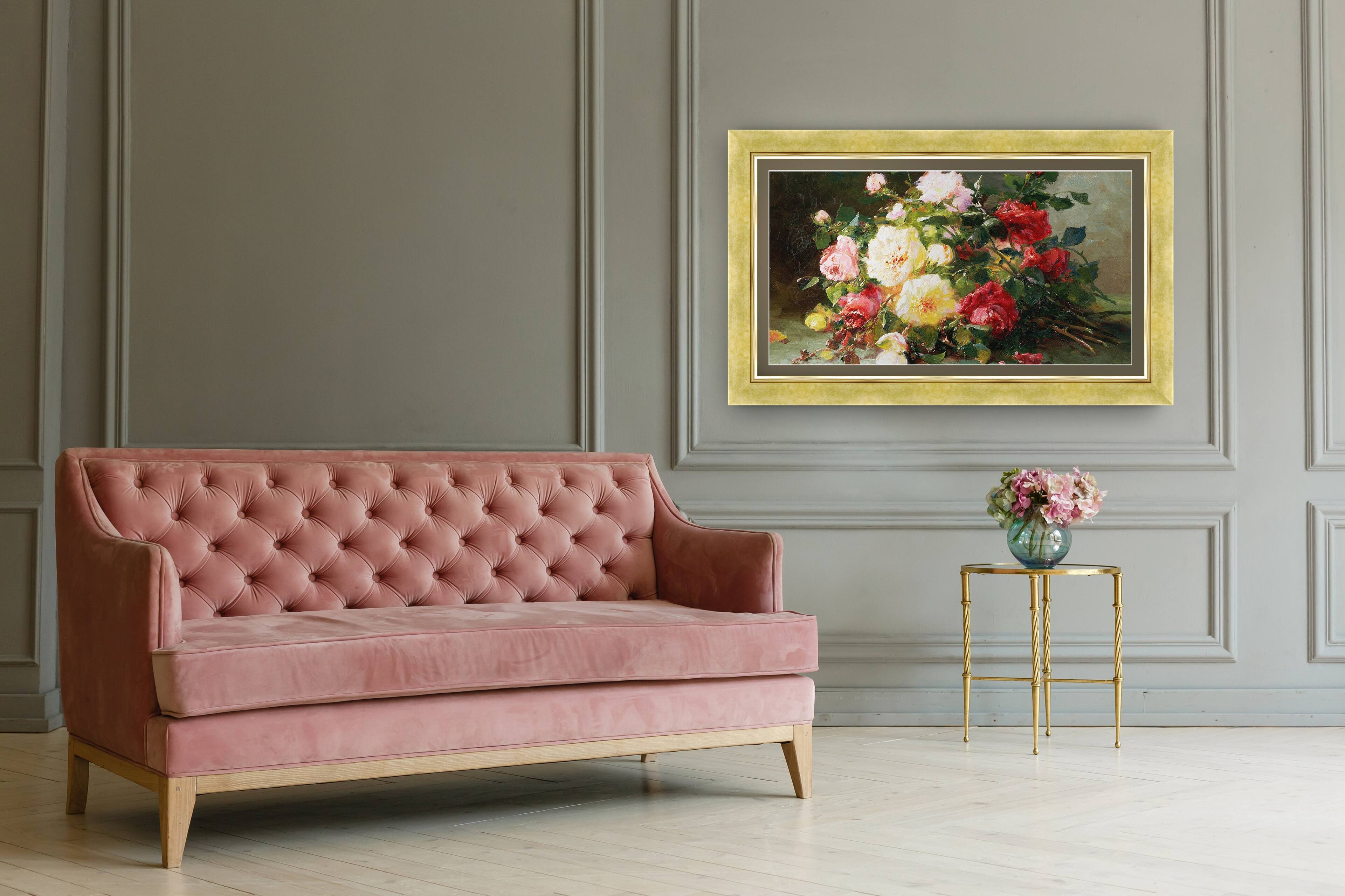 Angle. Deco TV Frames - Premiere Bezel for Samsung the Frame TV - 55" - Contemporary Gold.