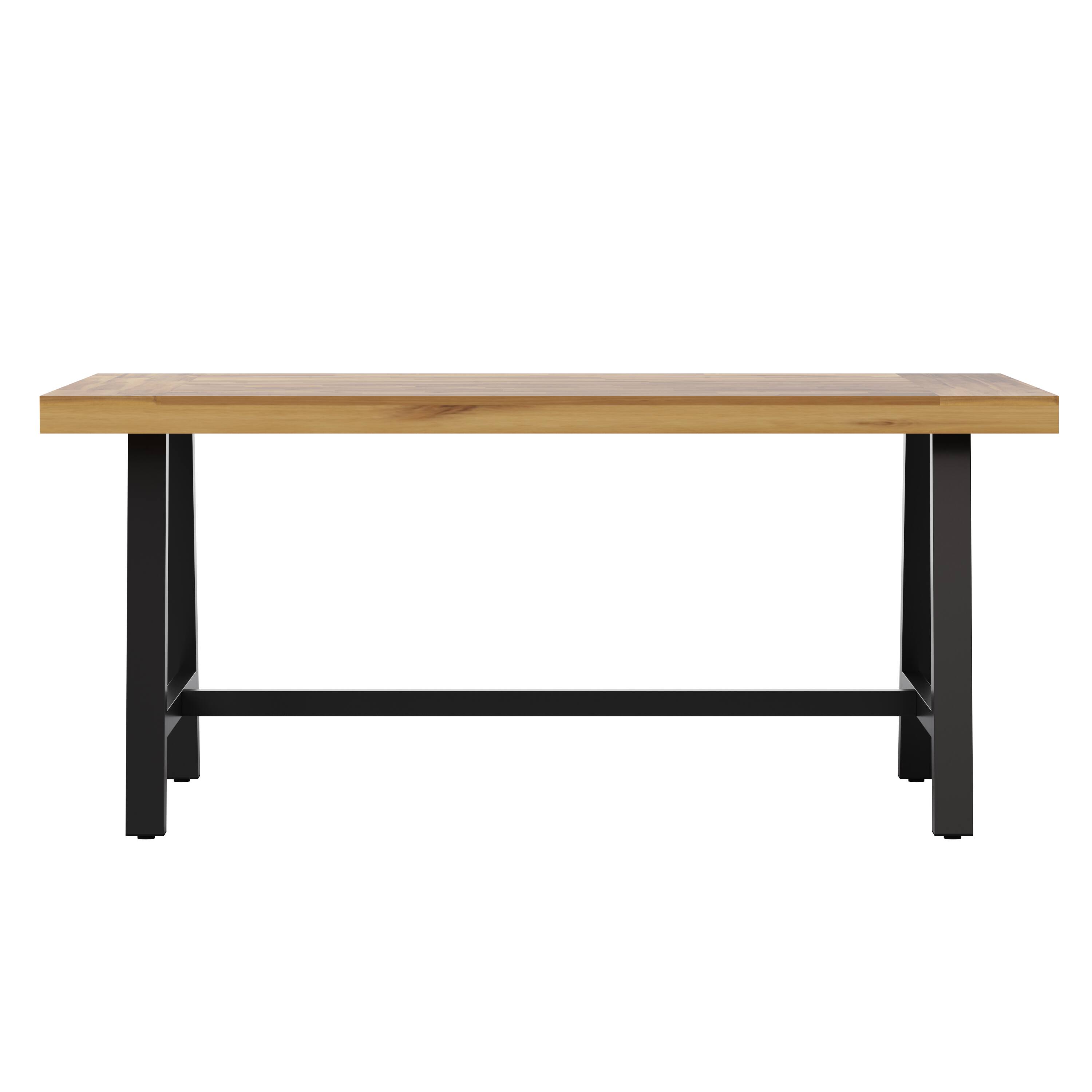 Alt View 8. Emma + Oliver - Whitford Solid Acacia Wood Dining Table with Metal Legs for Indoor and Outdoor Use - Natural Top/Black Frame.