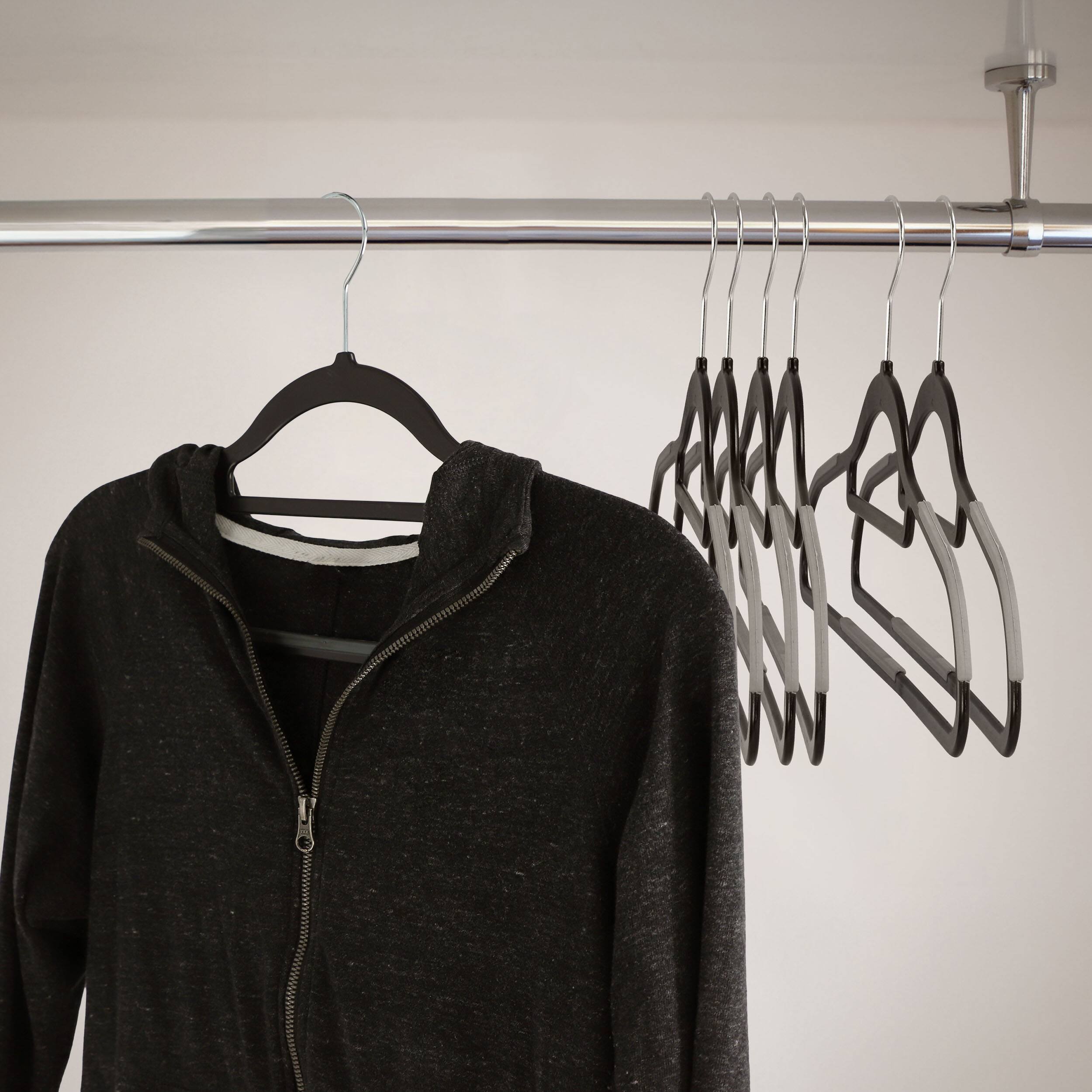 Alt View 7. Elama - Elama Home 50 Piece Plastic Non Slip Hanger in Black and Gray - Black and Gray.