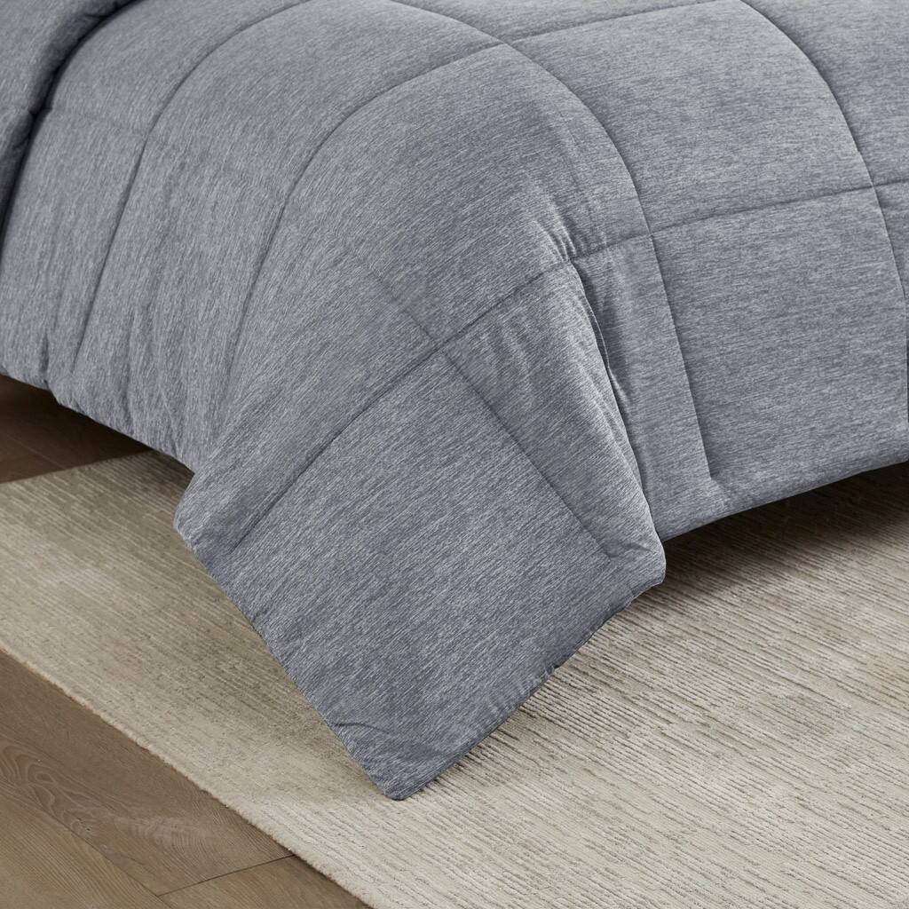 Alt View 2. Gracie Mills - Gracie Mills Heathered Jersey Knit Down Alternative Comforter - Grey.