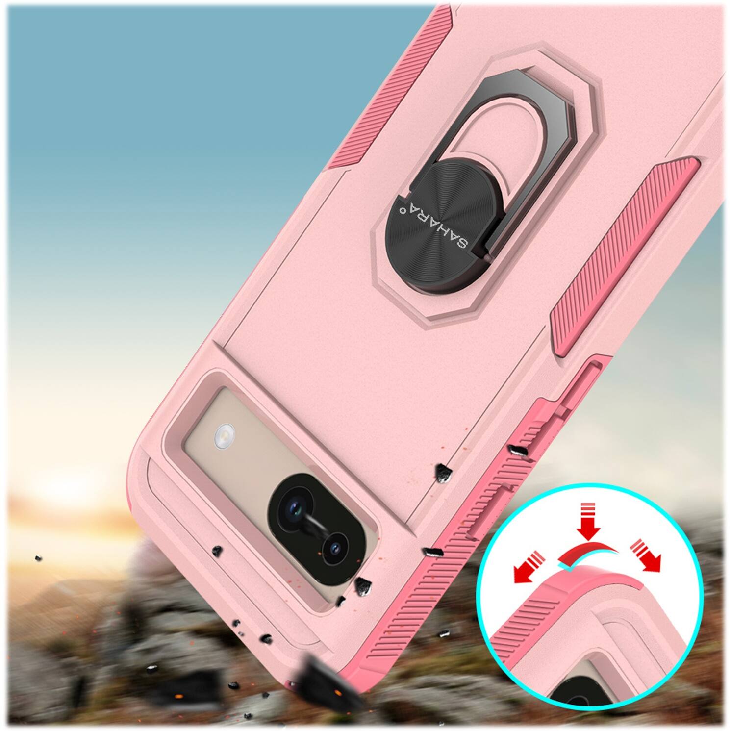 Alt View 15. SaharaCase - Raider Series Kickstand Case for Google Pixel 8a - Desert Rose.