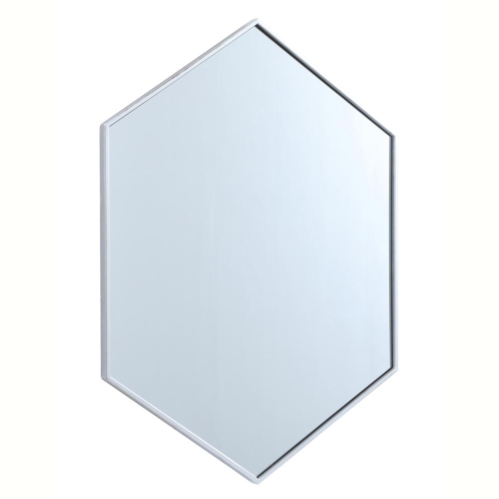 Alt View 1. Elegant Decor - Metal frame hexagon mirror 30 inch in silver - Silver.