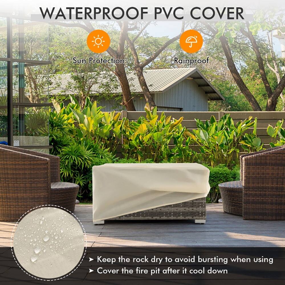 WATERPROOF PVC COVER

- Sun Protection
- Rainproof

- Keep the rock dry to avoid bursting when using
- Cover the fire pit after it cools down