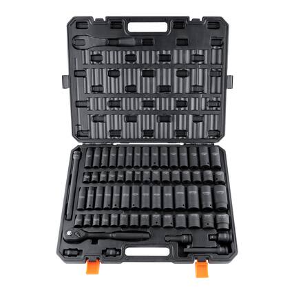 Front. LOVMOR - 65 Piece 1 2 Drive Impact Socket Set 6 Point SAE and Metric Size Alloy Steel Auto Repair Tools.