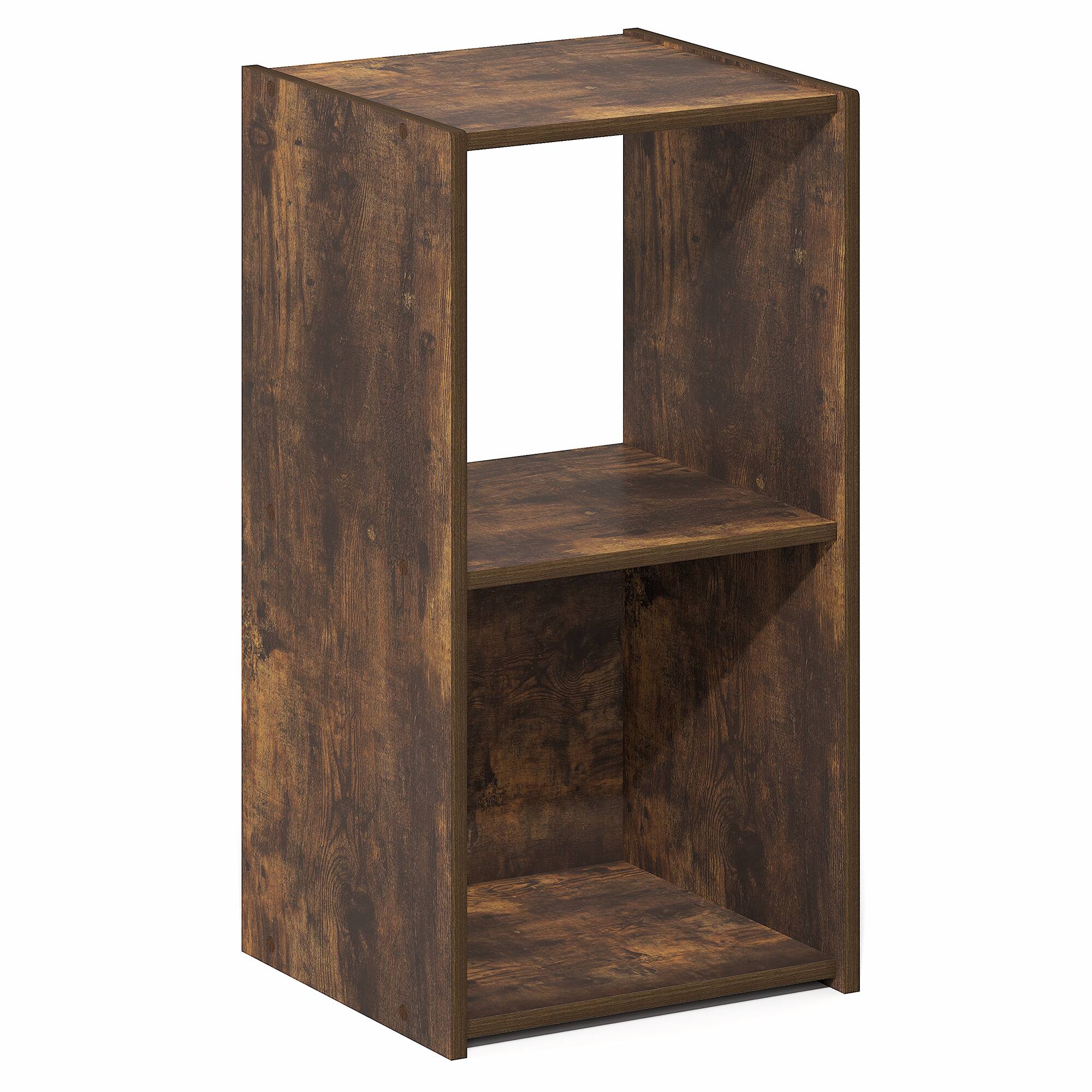Alt View 5. Furinno - PELLI Book Shelf, 2 Cube Bookshelf, 2 x 1 Storage Organizer Cabinet, 12.2 x 11.6 x 24.2 - Amber Pine.