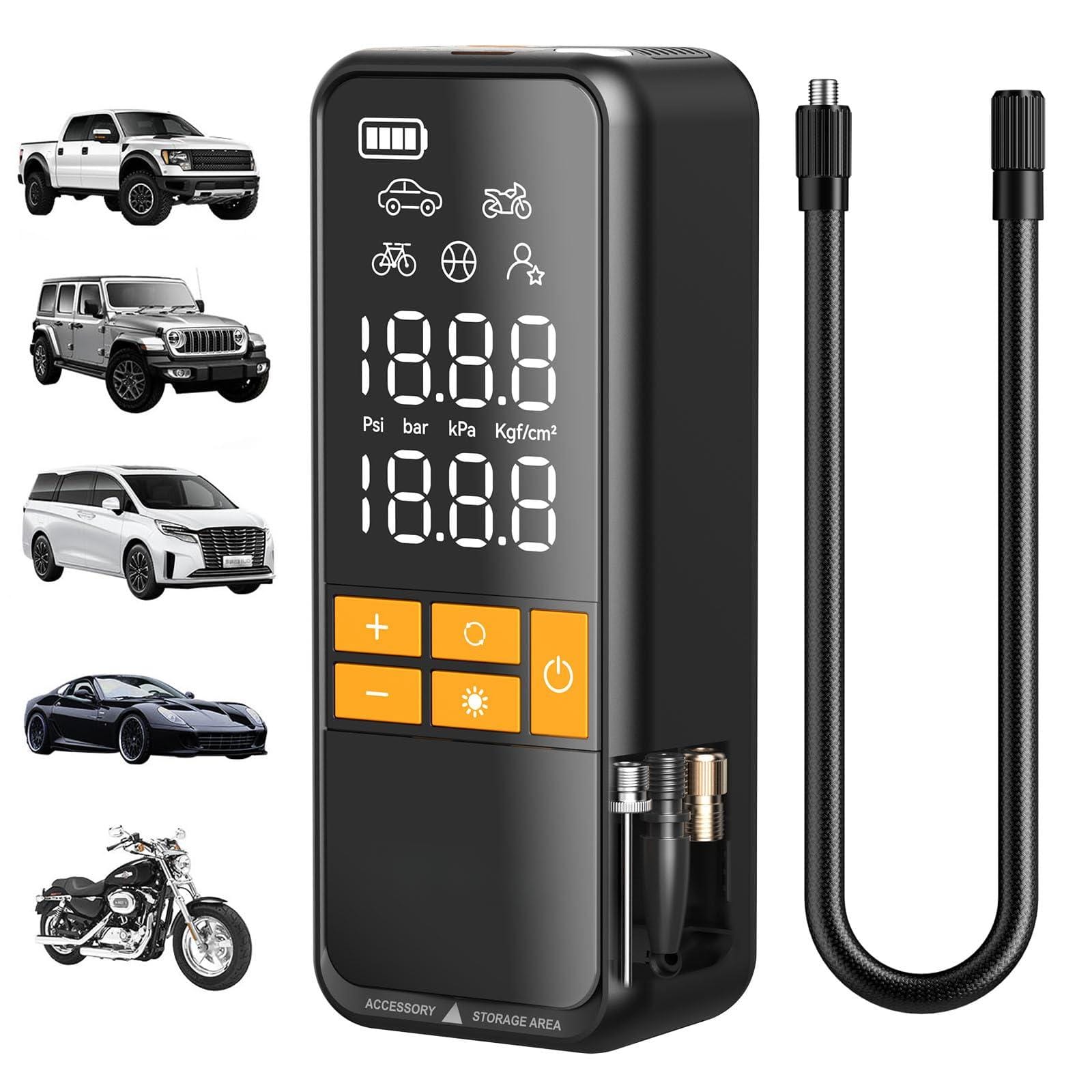 JETRANSPORT - Tire Inflator Portable Air Compressor 5x Faster 160 Psi For Car Built-in Magnetic Storage Auto Shut-off Cor - Black (No case)