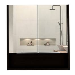 TuHome - Jaspe Mirror Cabinet, Three Internal Shelves, One Open Shelf, Double Door Cabinet - Black